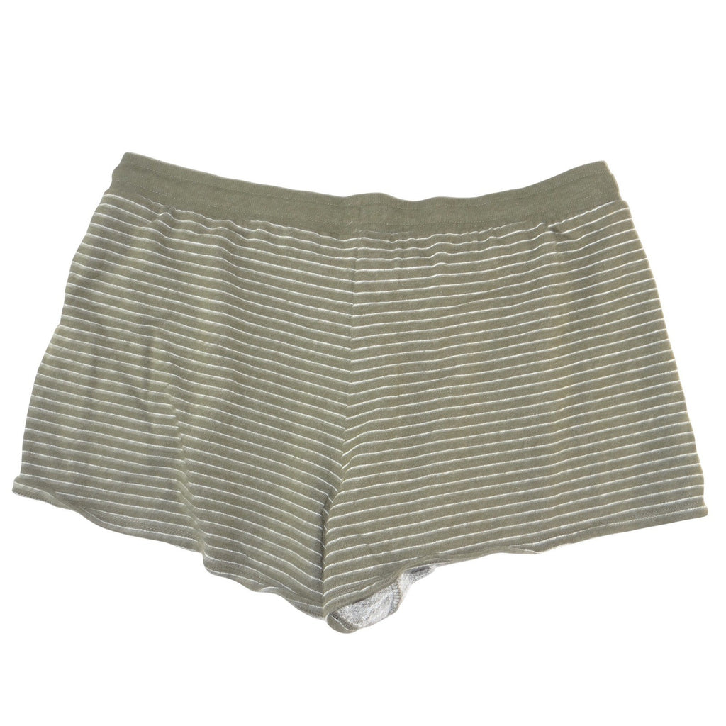 Stars Above Womens Olive Green Striped Lounge Pajama Shorts Large
