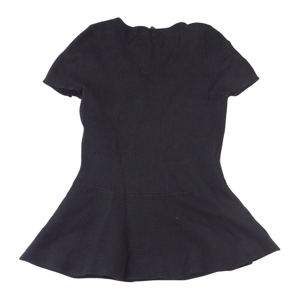INC International Concepts Womens Black Ribbed Peplum Knit Scoop Neck Top M