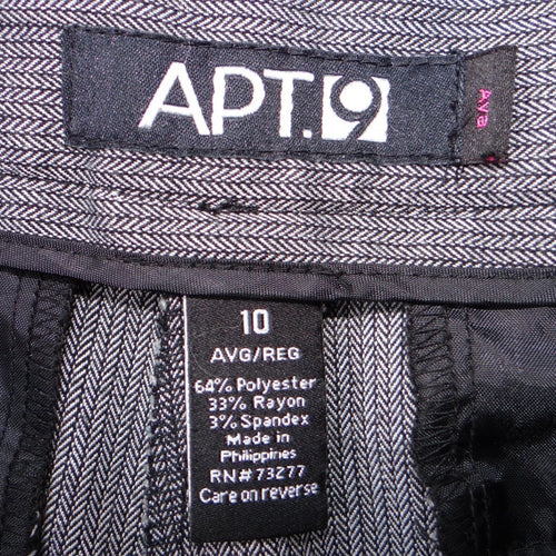 Apt 9 Womens Grey Herringbone Dress Pants Bootcut Size 10 Regular Stretch Work