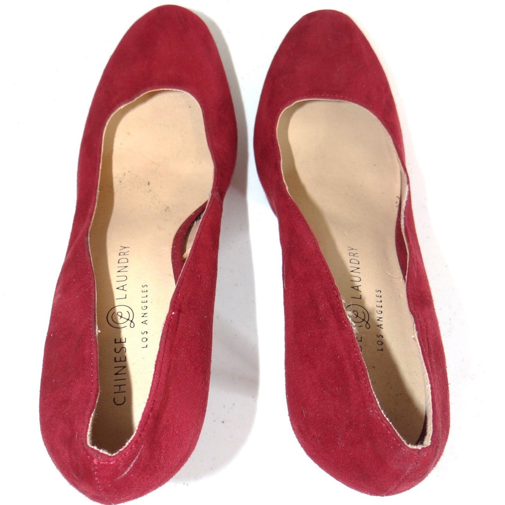 Chinese Laundry Burgundy Red Faux Suede Platform Pumps Stiletto Heels Womens 8.5