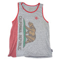 California Republic Mens Graphic Tank Top Grey Red Bear Ringer Shirt Large