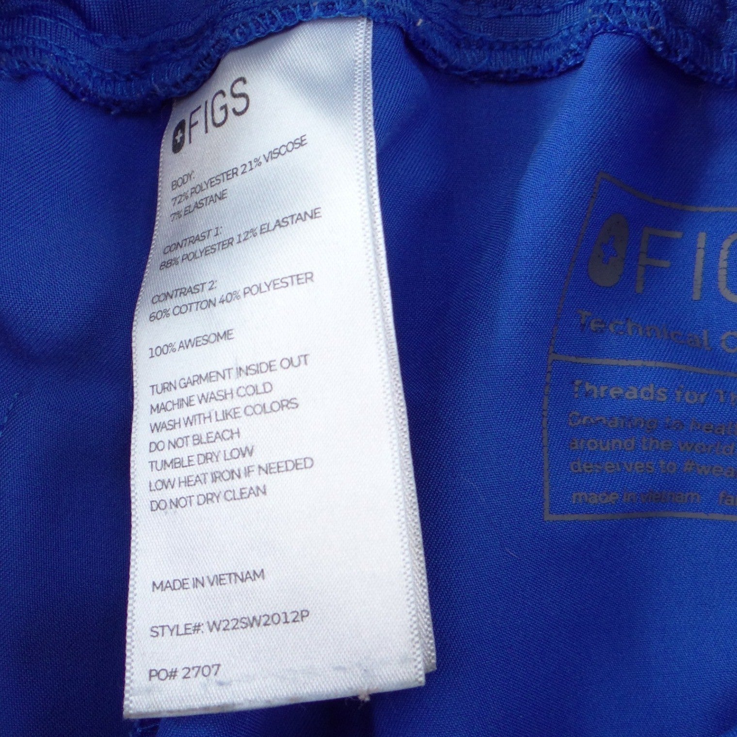 FIGS Technical Collection Royal Blue Scrub Jogger Pants Womens XS