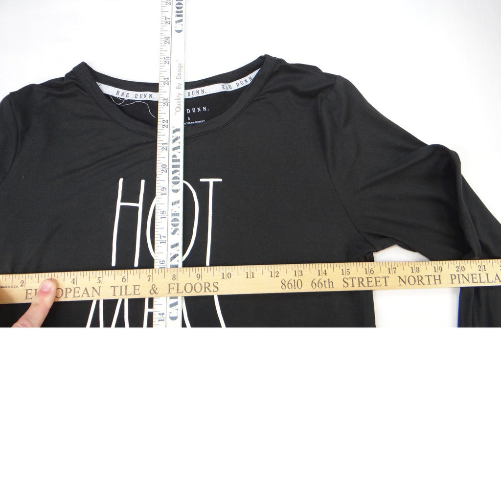 Rae Dunn HOT MESS Graphic Long Sleeve Shirt Black Size Small Relaxed Fit