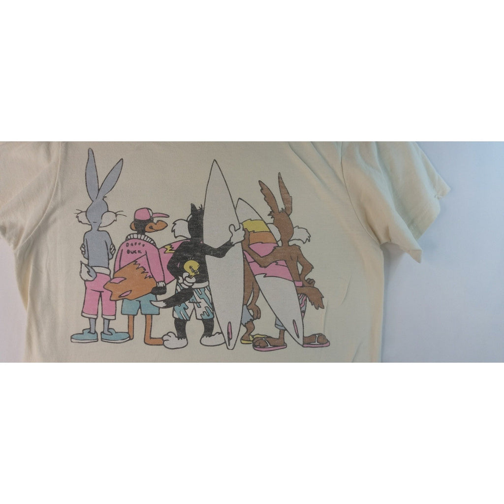 Vintage Looney Tunes Crew Graphic T Shirt Women's Cream Bugs Bunny Daffy Duck