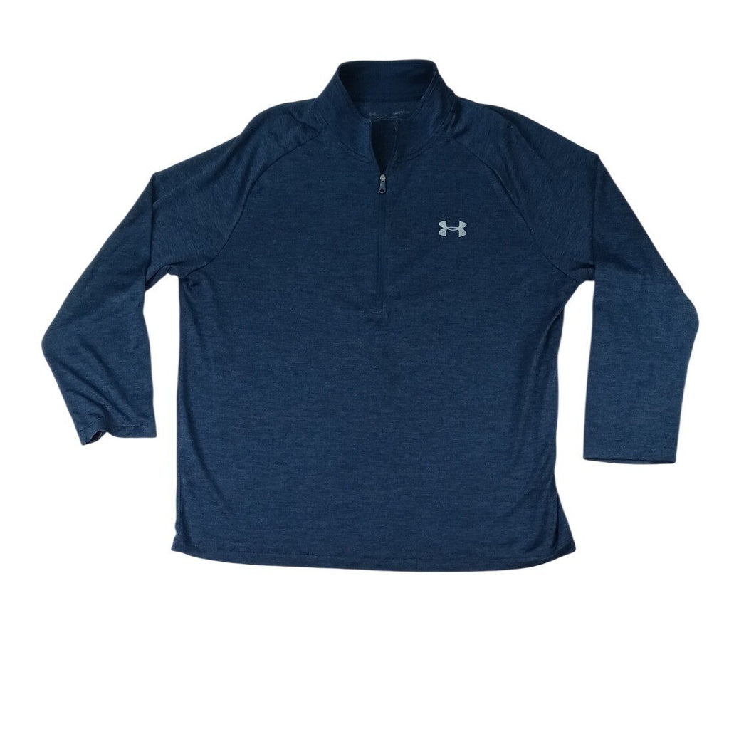 Under Armour Mens 1/2 Zip Pullover Long Sleeve Athletic Shirt Navy Blue Size XL
