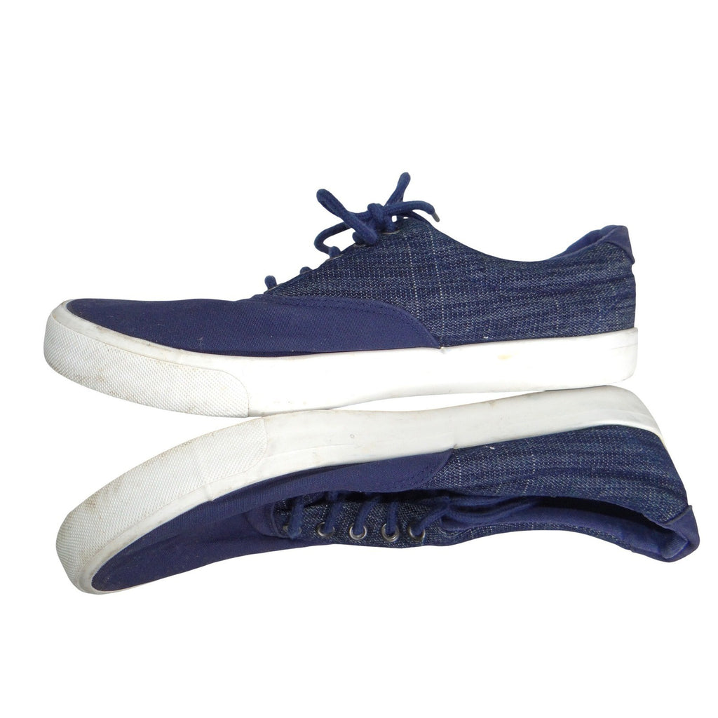 Navy Blue Canvas Low Top Sneakers Mens Size 12 Lace Up Mixed Texture