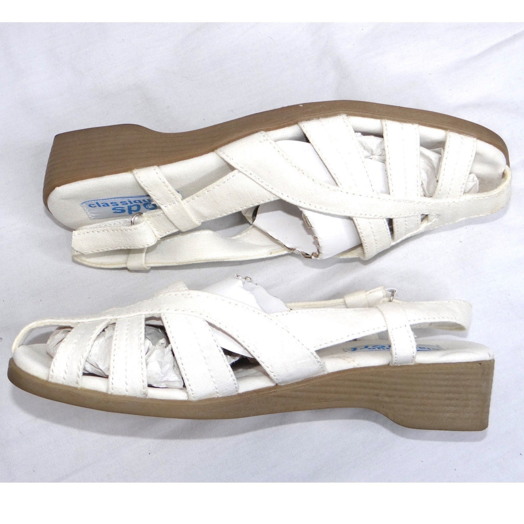 Classique Sport Women's White Strappy Wedge Sandals Size 7M