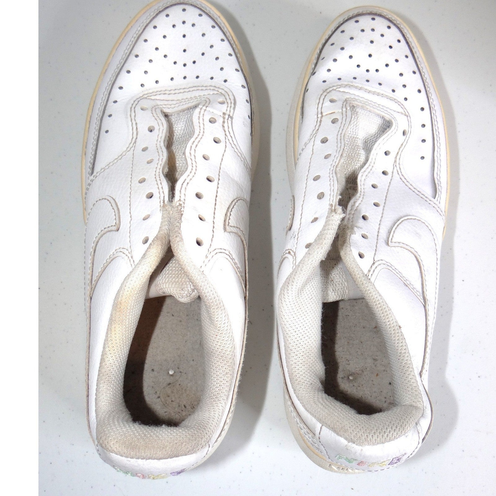 Nike Court Vision Alta Womens 8 White Platform Sneakers Rainbow Logo