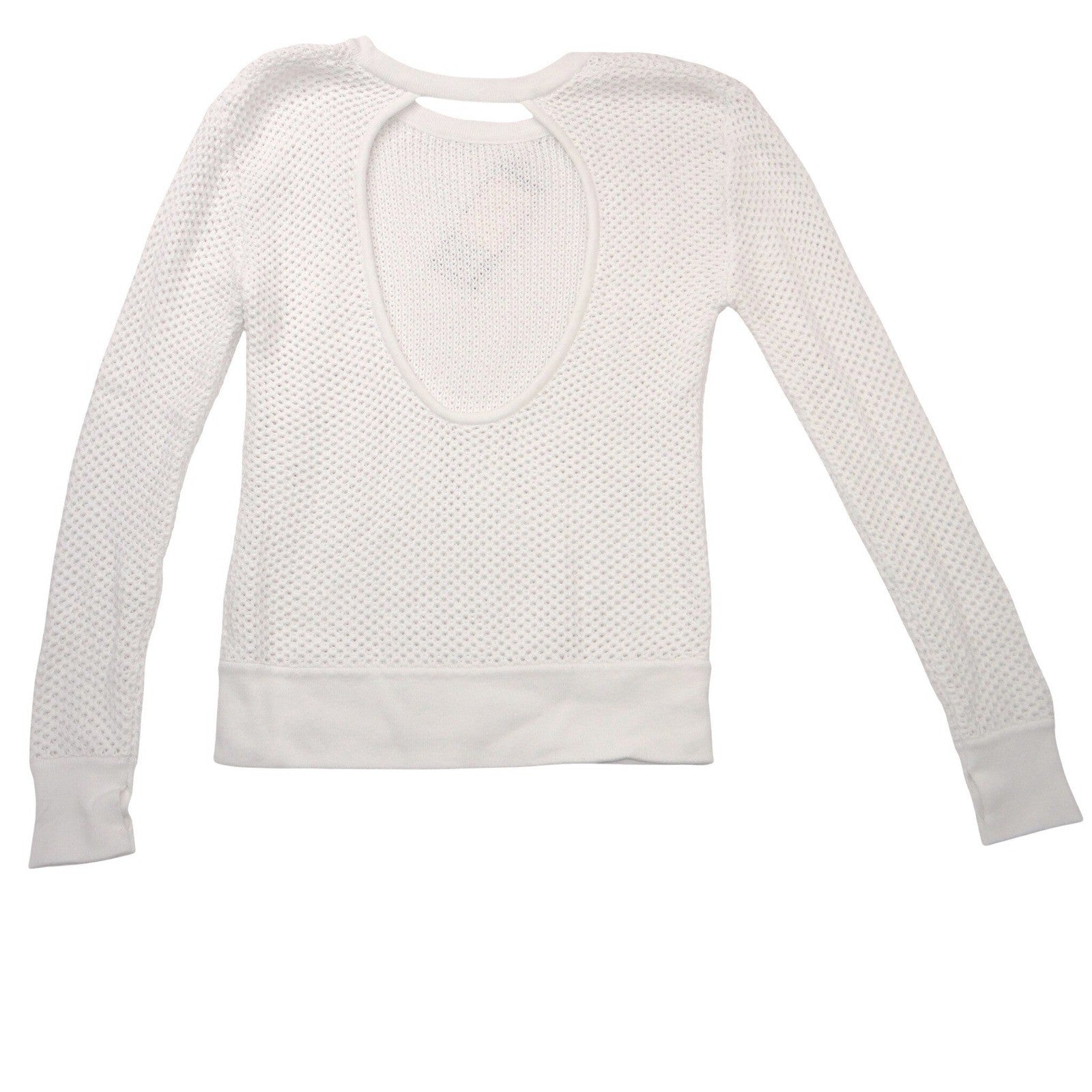 Calia by Carrie Underwood Effortless Crochet Sweater Pure White Open Back XS NEW