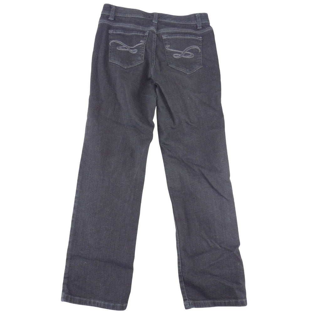 Style & Co Black Straight Leg Jeans Petite 2P Short Dark Wash Stretch Denim