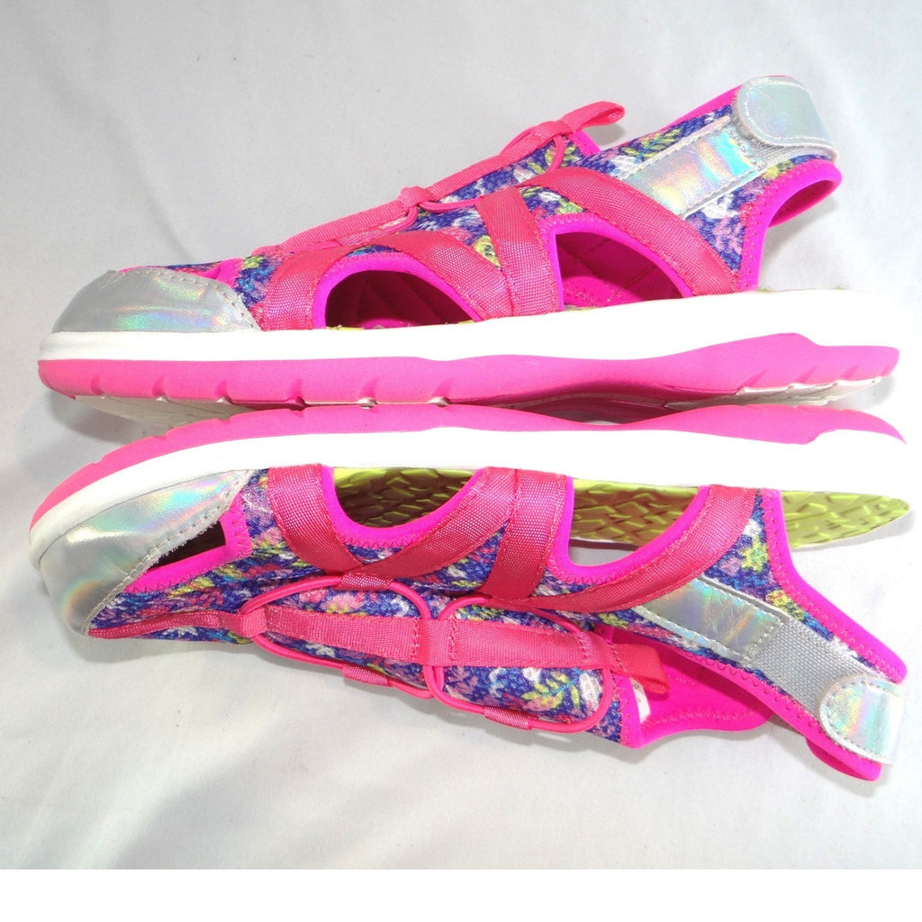 Lands End Youth 6M Girls Sport Sandals Pink Floral Holographic Water Shoes