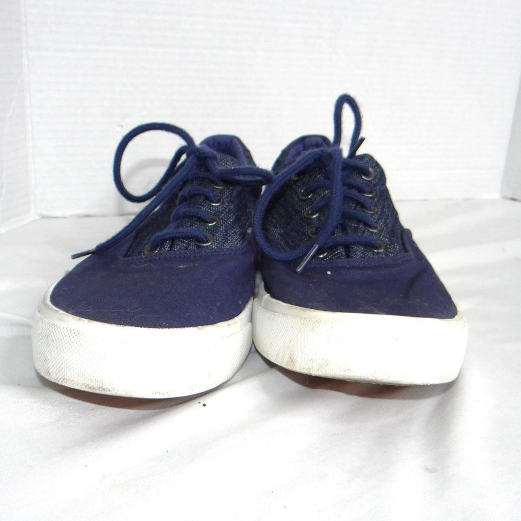 Navy Blue Canvas Low Top Sneakers Mens Size 12 Lace Up Mixed Texture