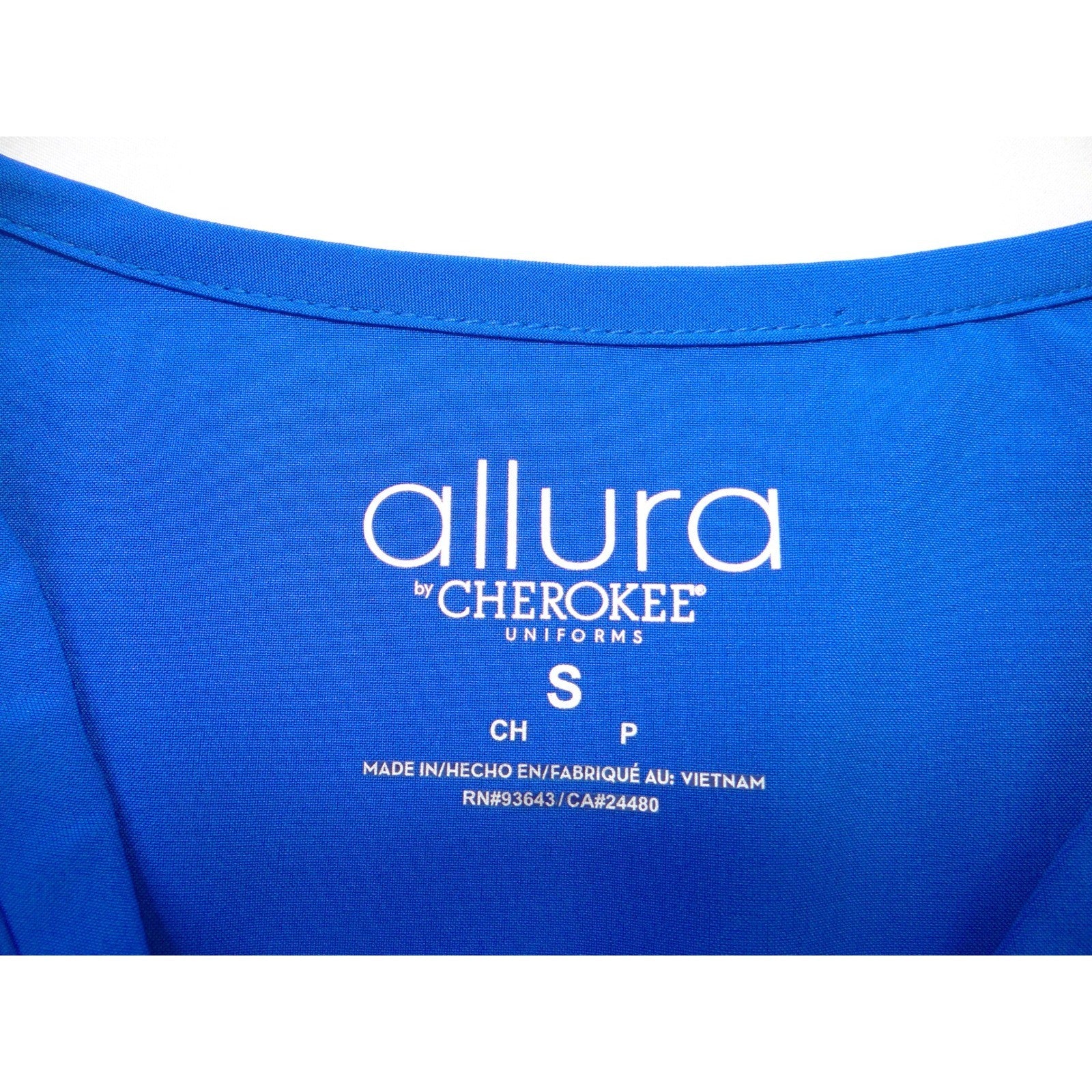 Allura by Cherokee Royal Blue Scrub Set V-Neck Top Small & Zip Jacket Medium