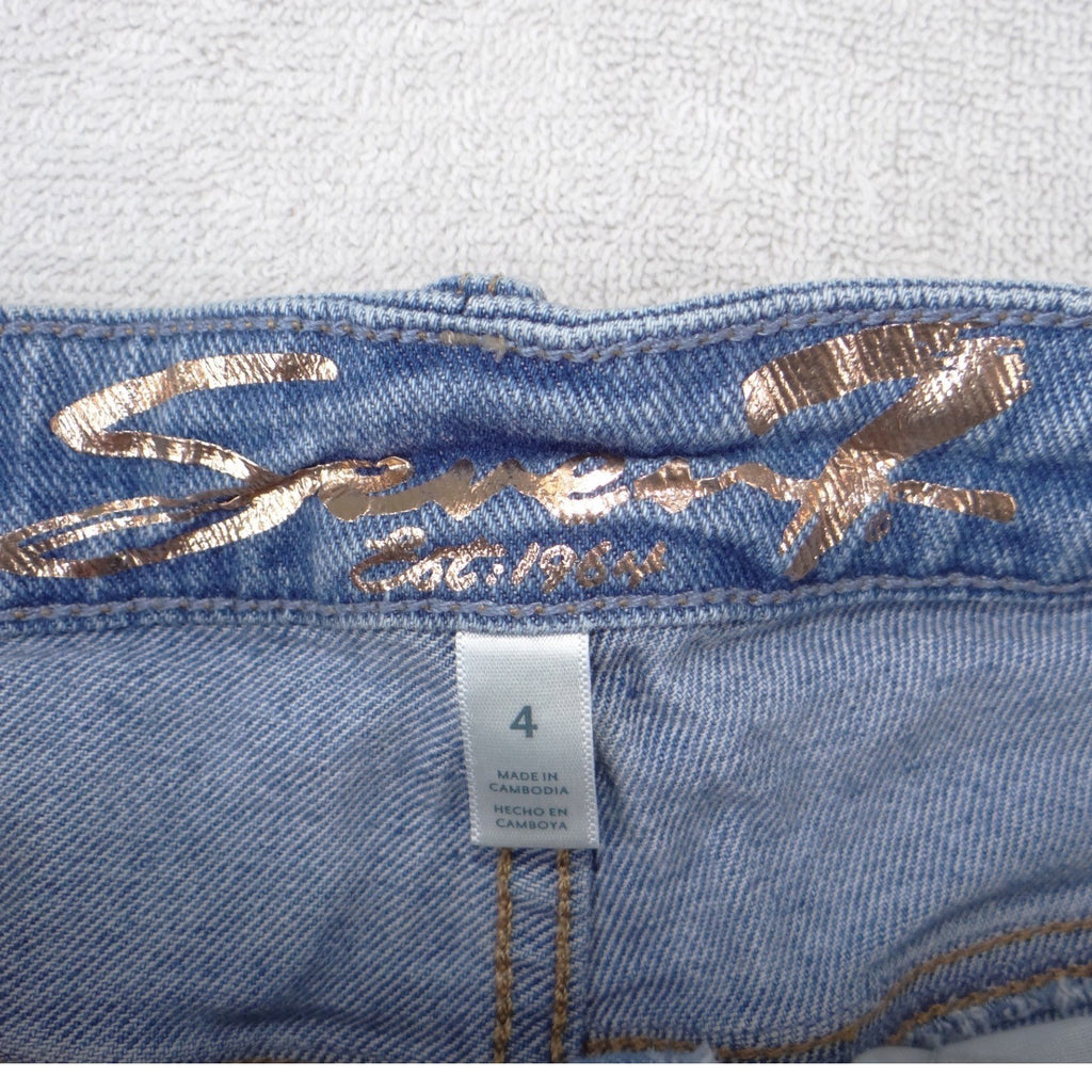 Seven7 Womens Light Wash Distressed Bootcut Jeans Ripped Knee Size 4