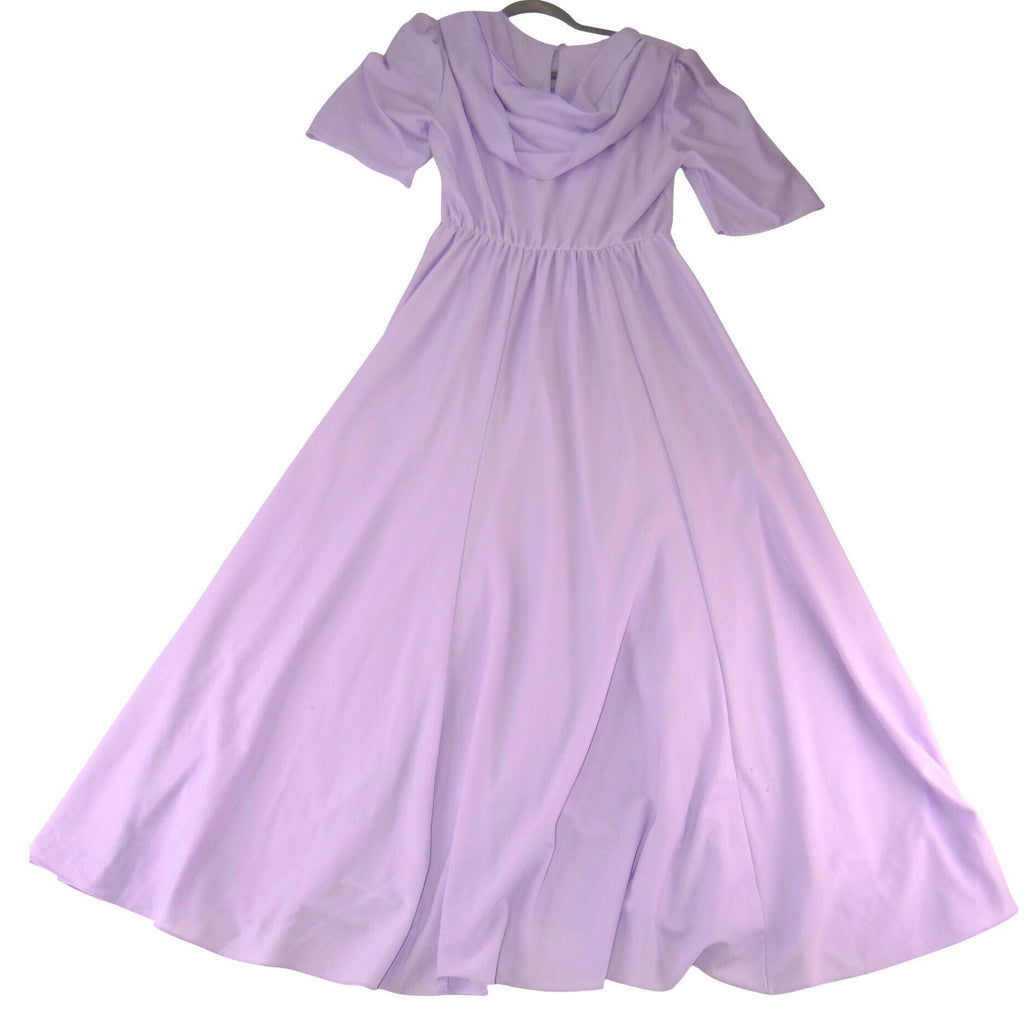 Anthony Richards Vintage Lavender Purple Square Neck Maxi Dress Short Sleeve