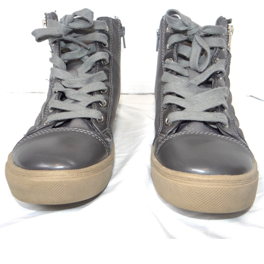 Juicy Couture Womens Grey Quilted High Top Sneakers Side Zip Shoes Size 6.5