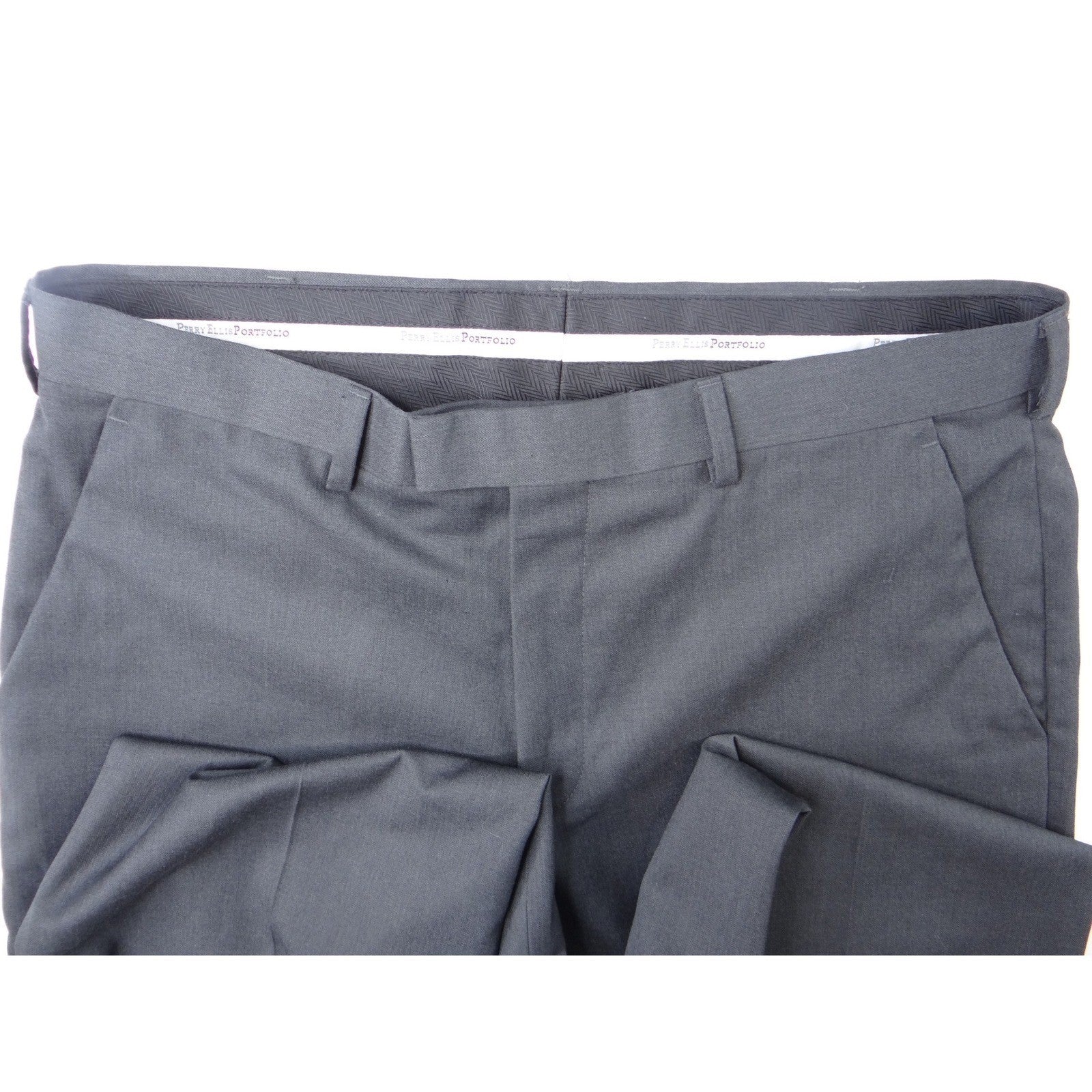 Easy Portfolio Classic Fit Men's Charcoal Gray Dress Pants 33x30 Wool Blend