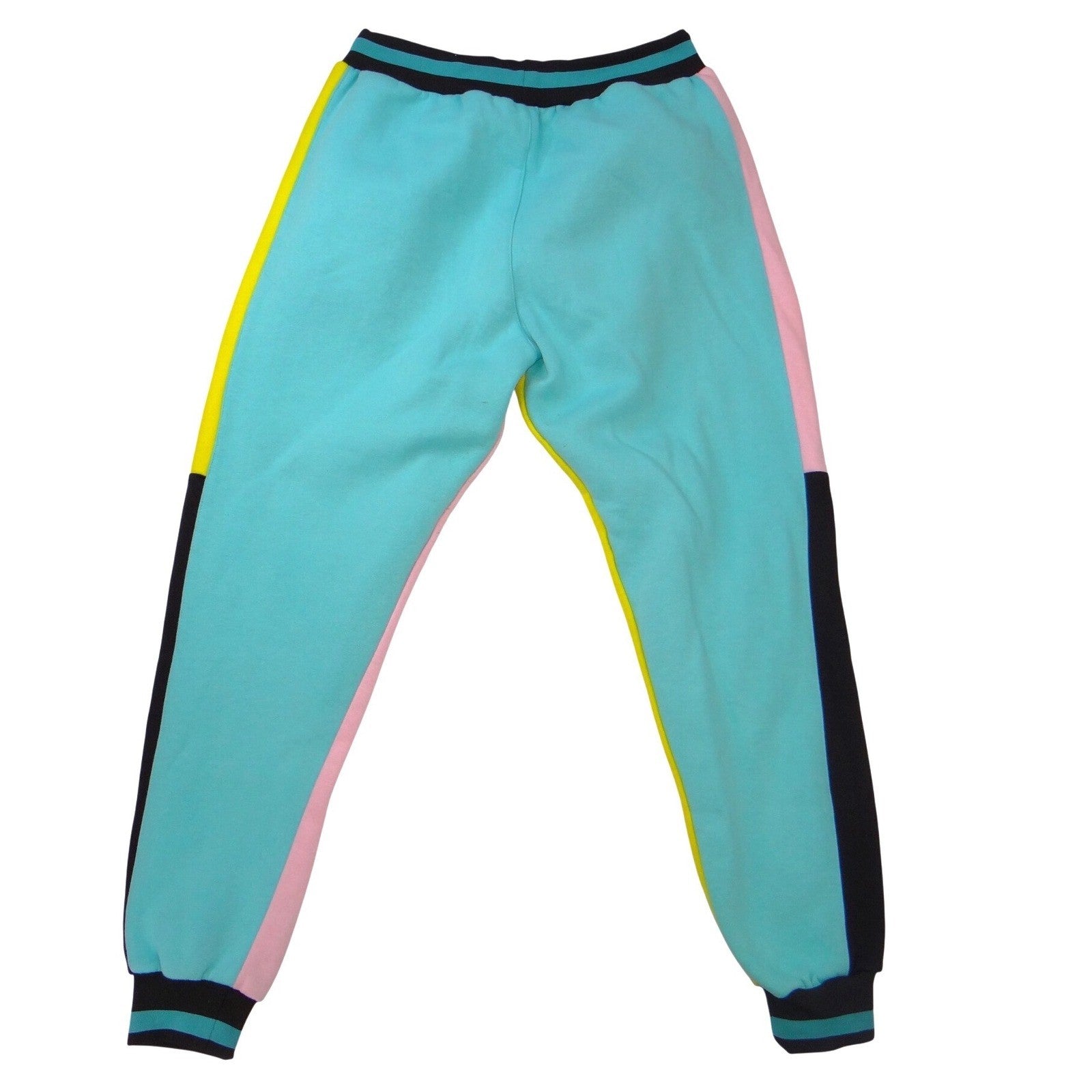 Amado Apparel Mens XL Colorblock Fleece Joggers Teal Yellow Pink Streetwear