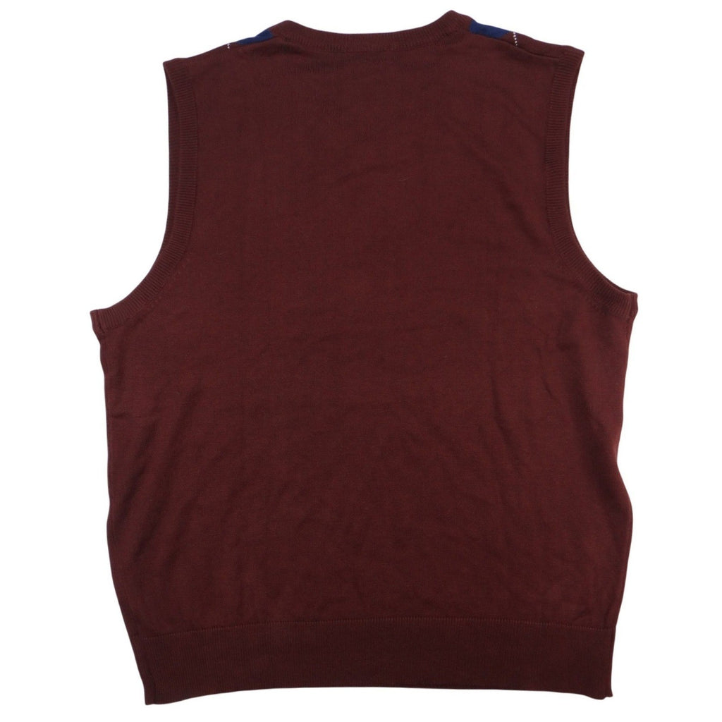 NWT-Blue Ocean Mens Burgundy Argyle V Neck Sweater Vest XL Acrylic Sleeveless
