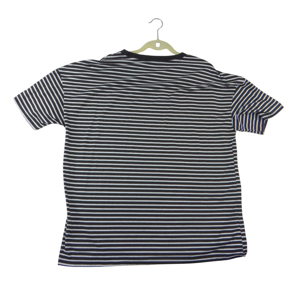 Mens Black White Striped Weekender Superior Graphic Short Sleeve T-Shirt
