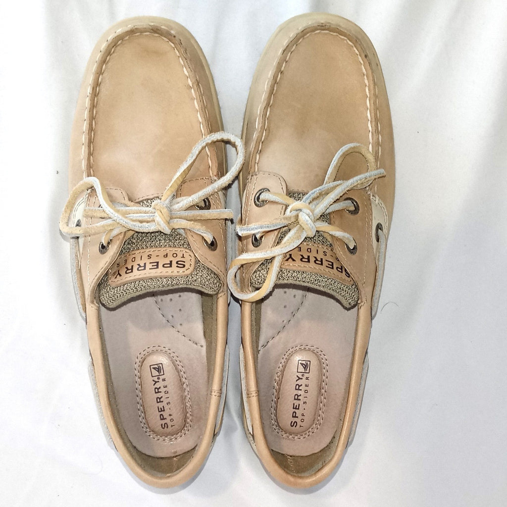 Sperry Top-Sider Womens Tan Leather Mesh Boat Shoes Loafers Size 7M