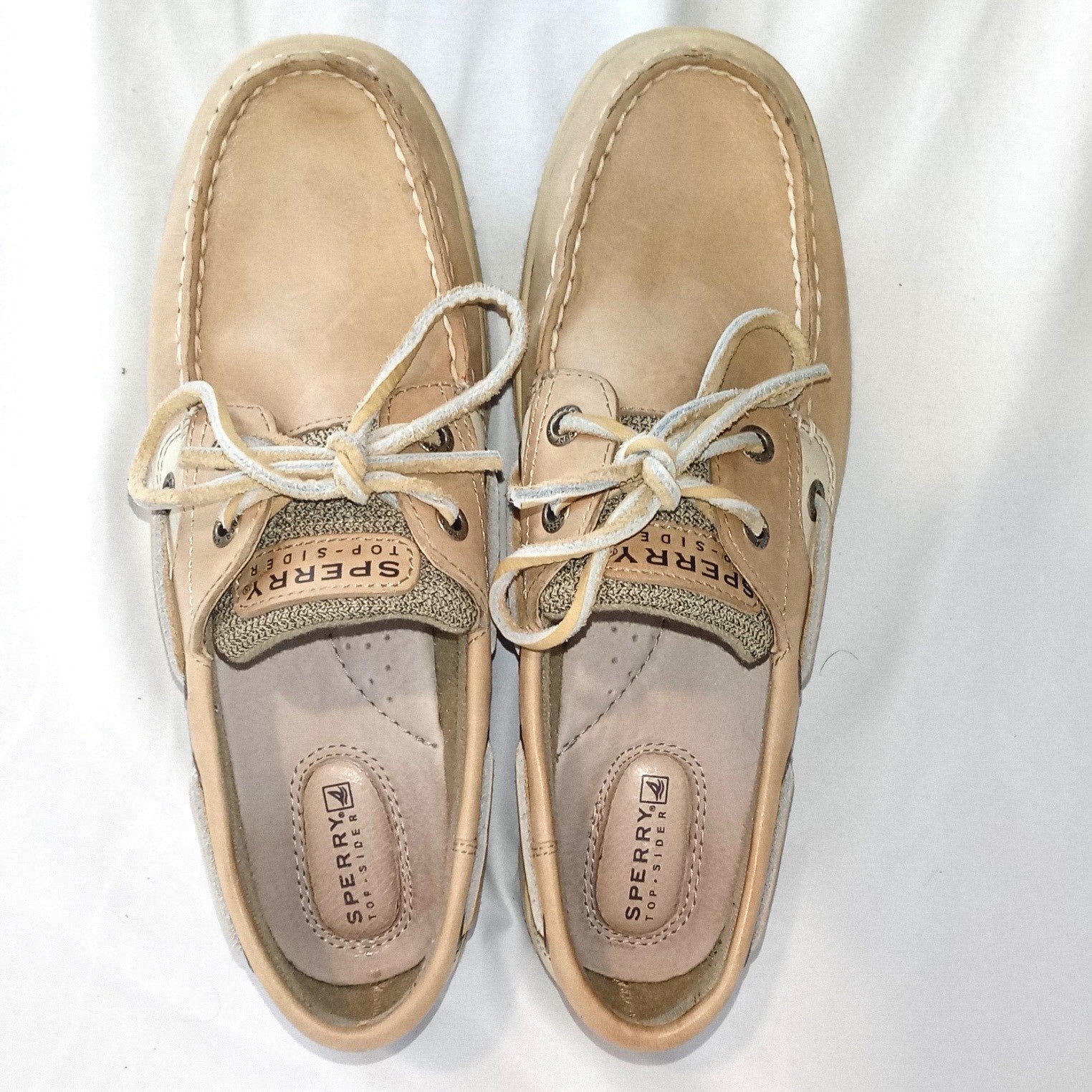 Sperry Top-Sider Womens Tan Leather Mesh Boat Shoes Loafers Size 7M