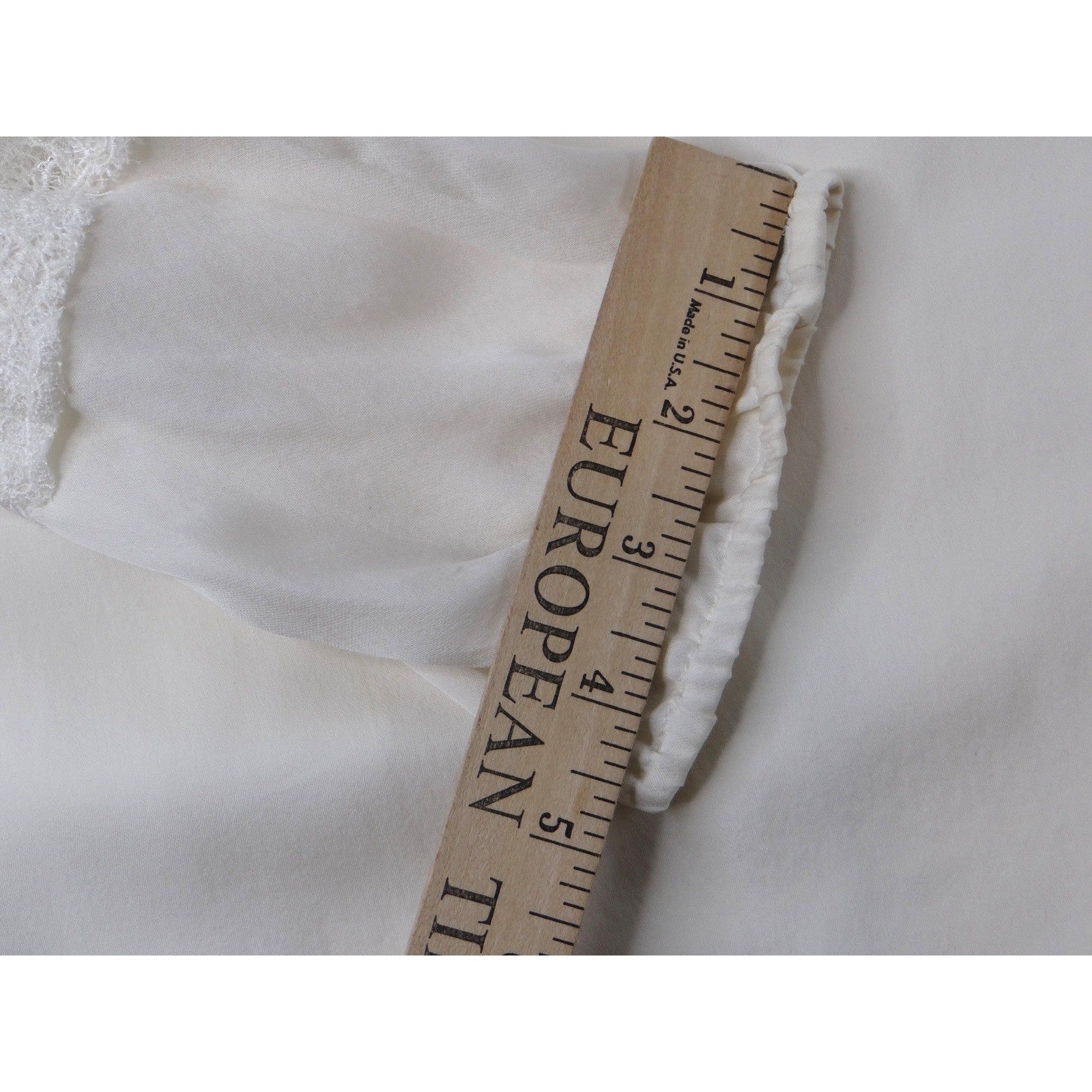 Vintage Cream Off White Lace Trimmed Sheer Blouse Women's Elegant Sheer Top