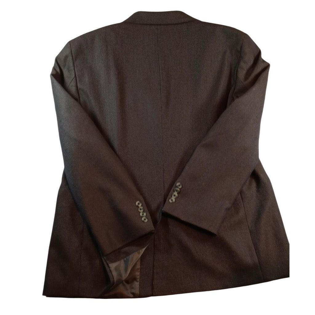 Geoffrey Beene Men's Brown Textured Blazer Jacket Classic Fit Business Casual