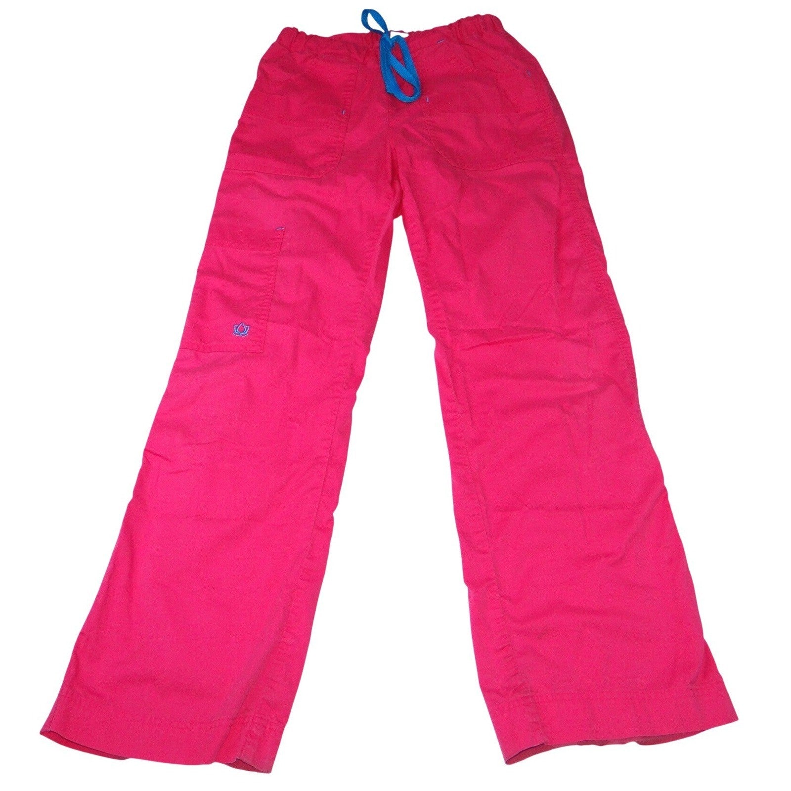 Hot Pink Scrub Pants Women's Cargo Pockets Drawstring Waist