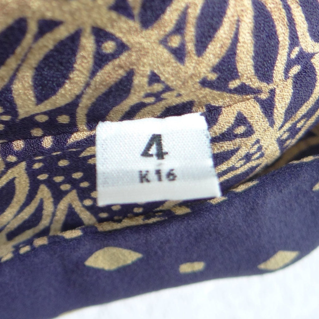 Dana Buchman 100% Silk 2 Piece Set Navy Purple Gold Tank Top Wide Leg Pants 4