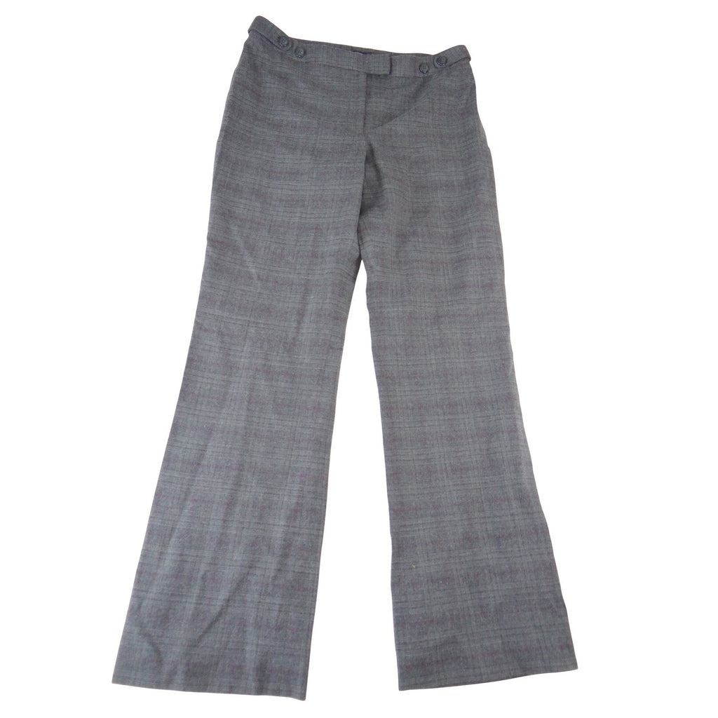 Alfani Womens Gray Purple Glen Plaid Wide Leg Wool Blend Dress Pants Size 10