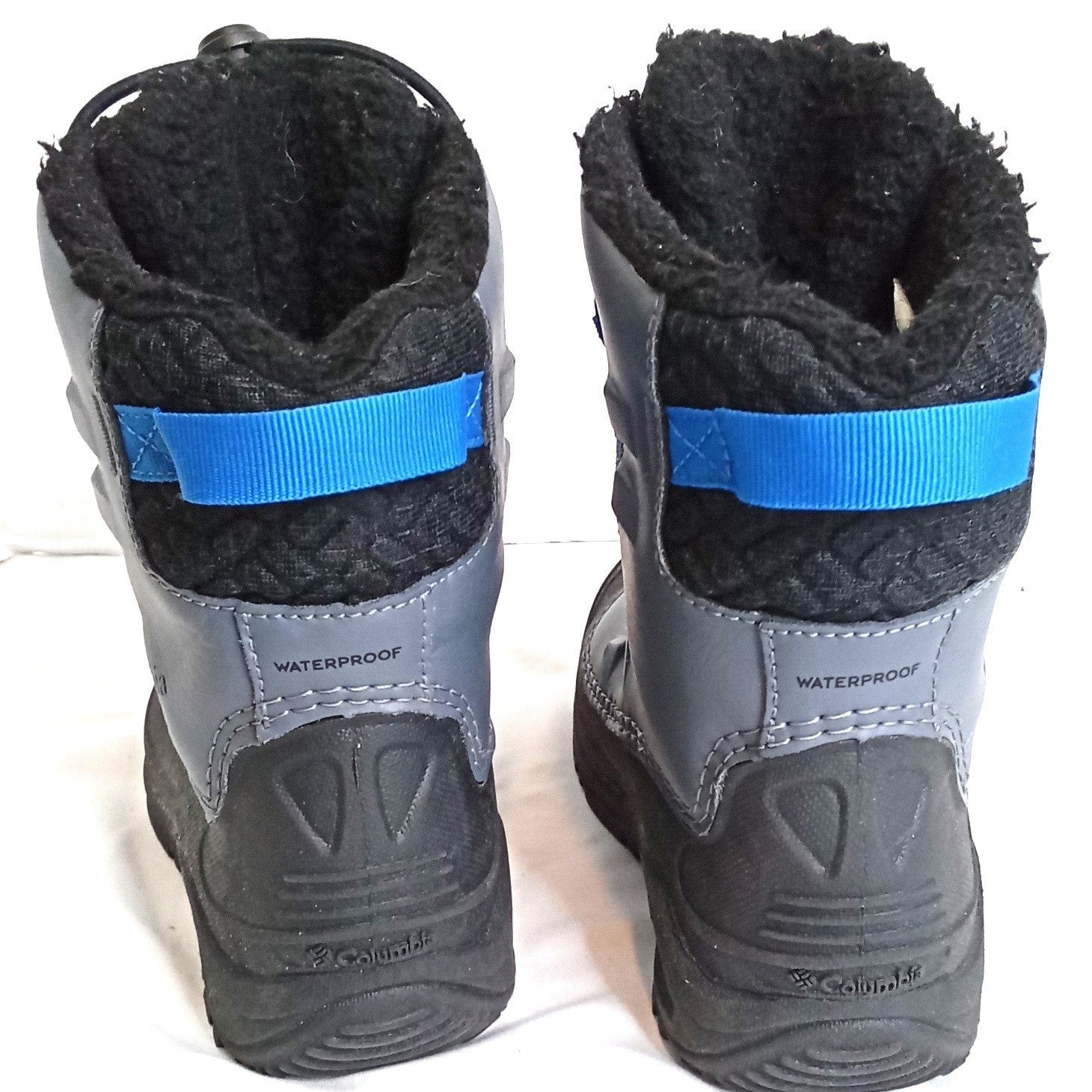 Columbia Kids Waterproof Snow Boots Grey Black Blue Omni-Heat Size 1