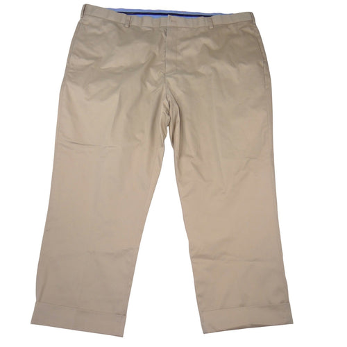Brooks Brothers Khaki Chino Pants Mens 44x26 Stretch Waistband Cuffed Trousers