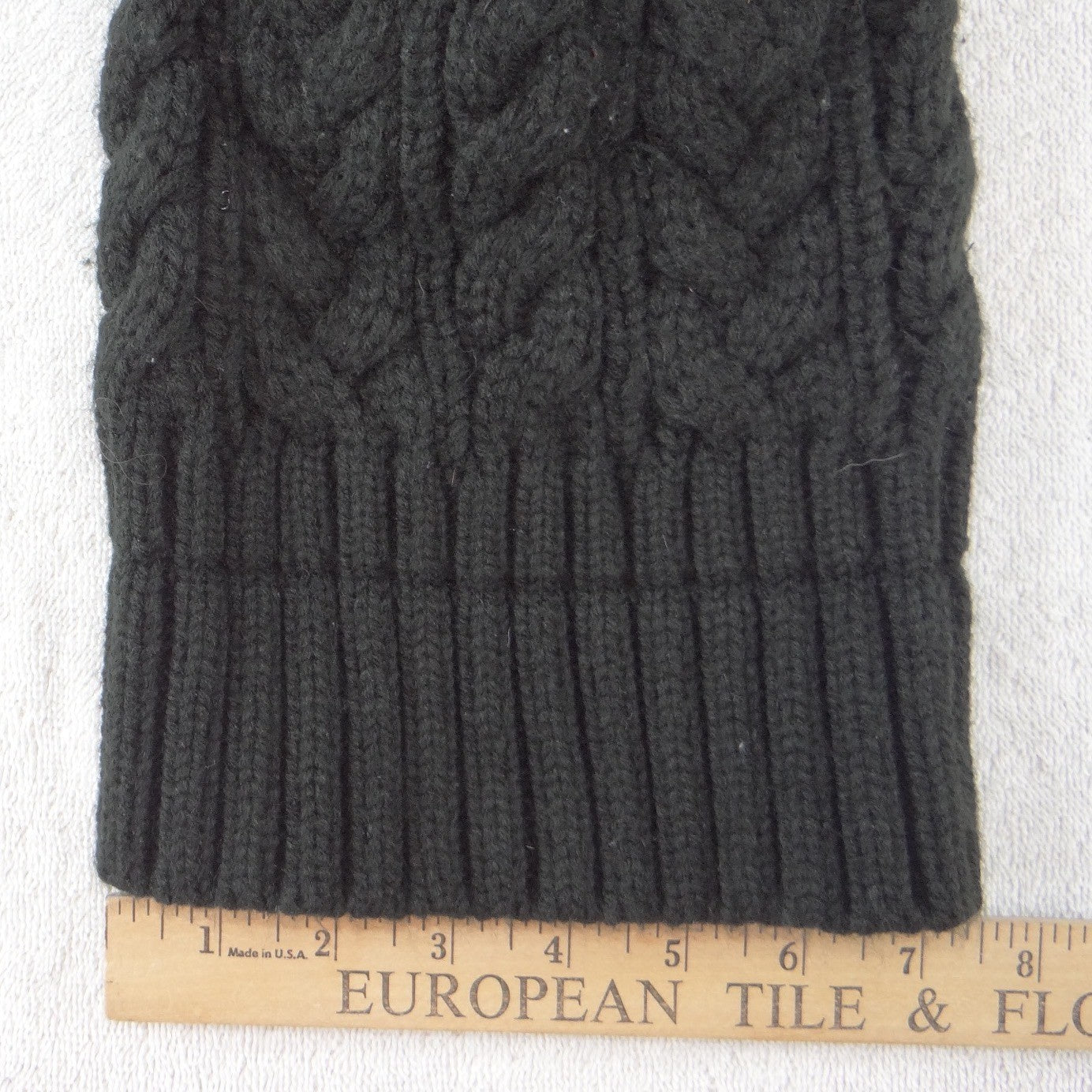 Puma Black Cable Knit Pom Pom Beanie Hat Ribbed Cuff One Size Sporty Winter Cap