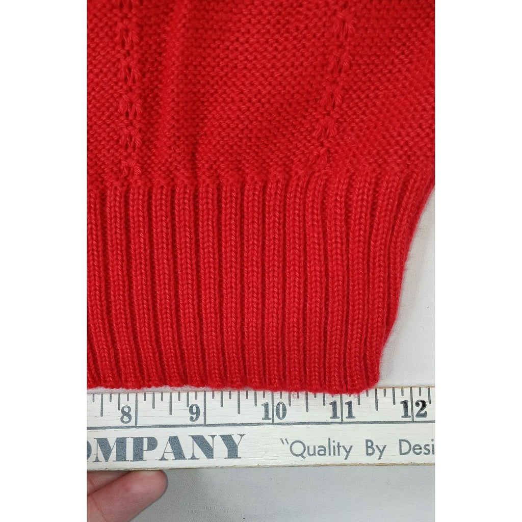 Vintage Barry & Me Red Knit Cropped Short Sleeve Sweater Women USA Made