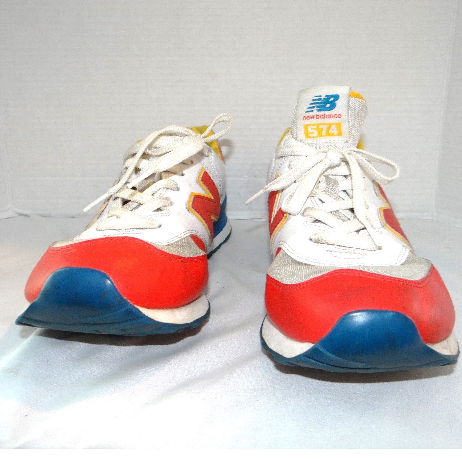 New Balance 574 Mens Sneakers Red White Blue Yellow Low Top Shoes 12