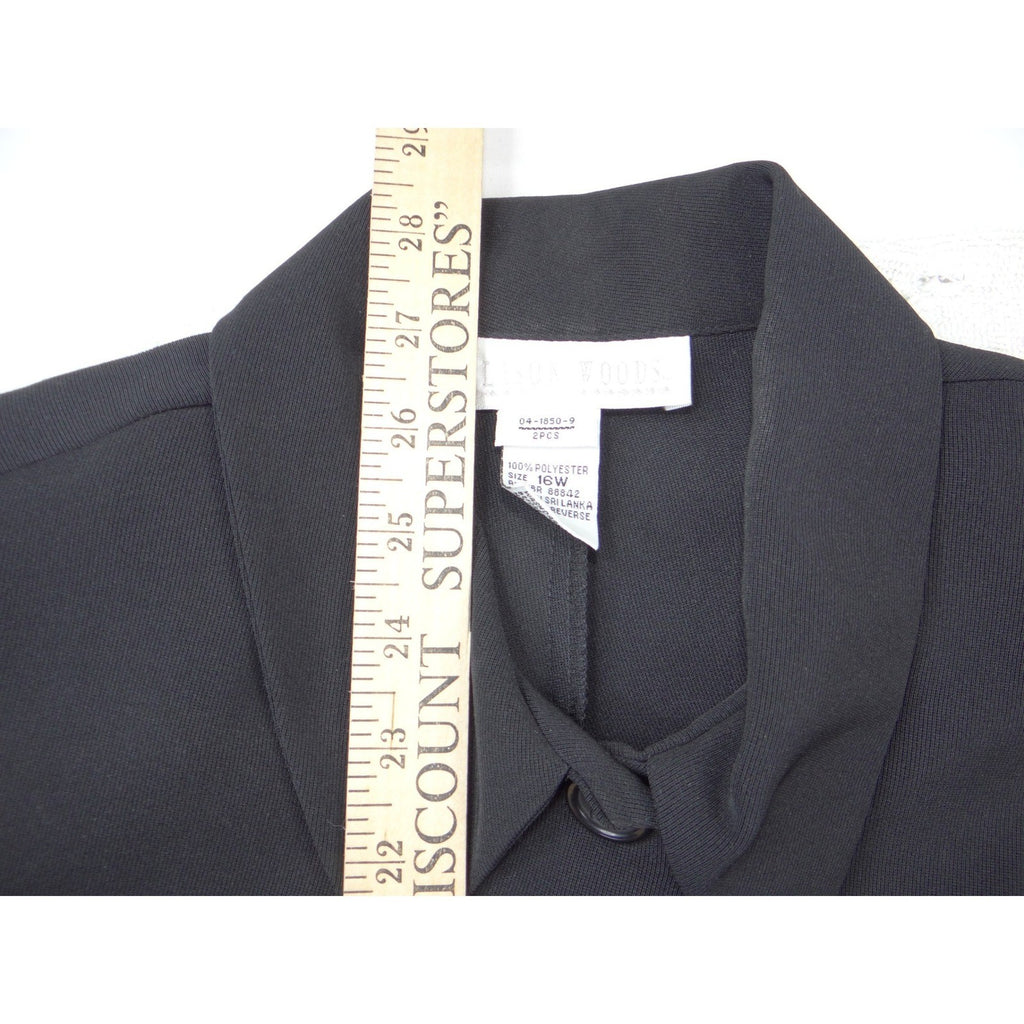 Allison Woods Womens Black Button Front Blazer Jacket Plus Size 16W