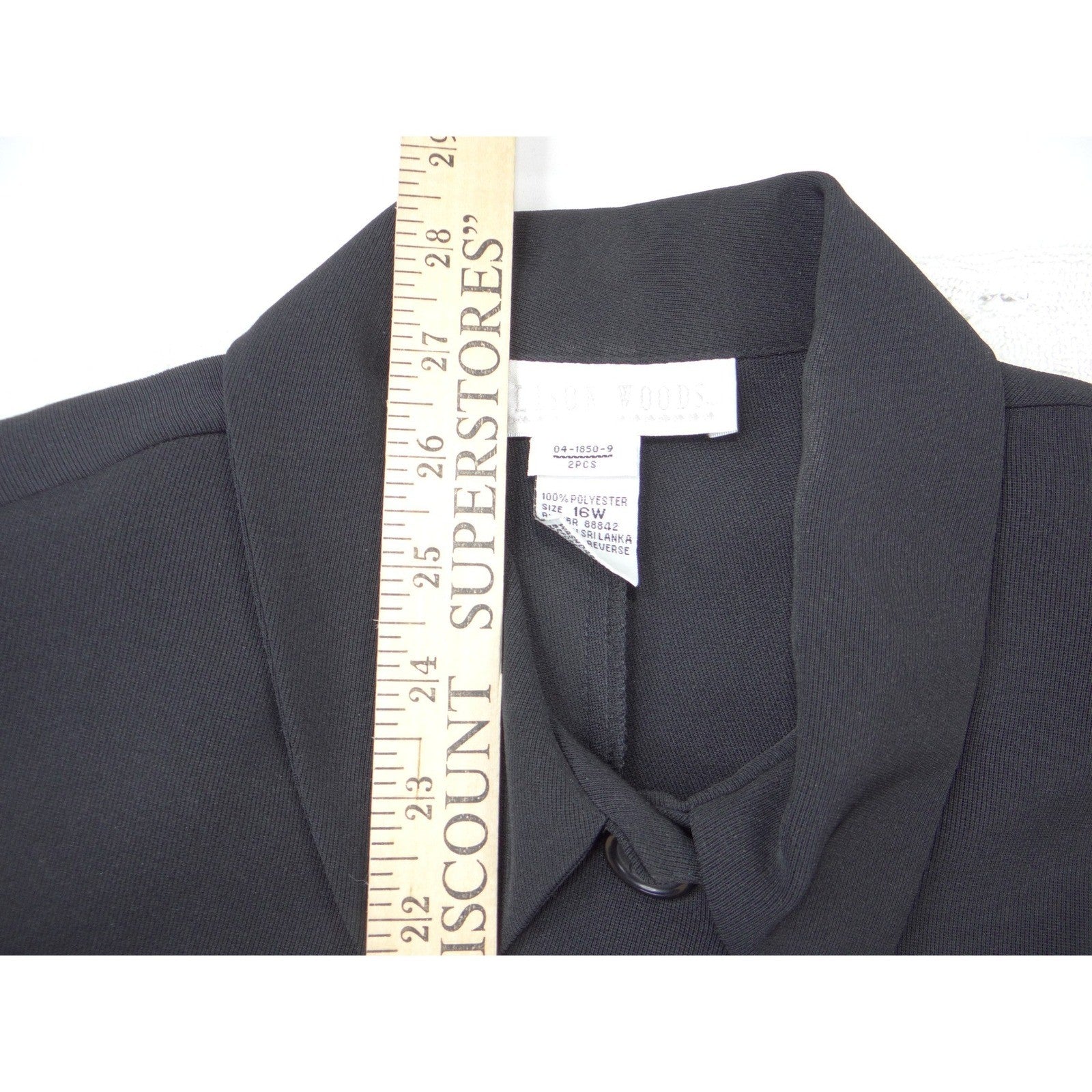 Allison Woods Womens Black Button Front Blazer Jacket Plus Size 16W