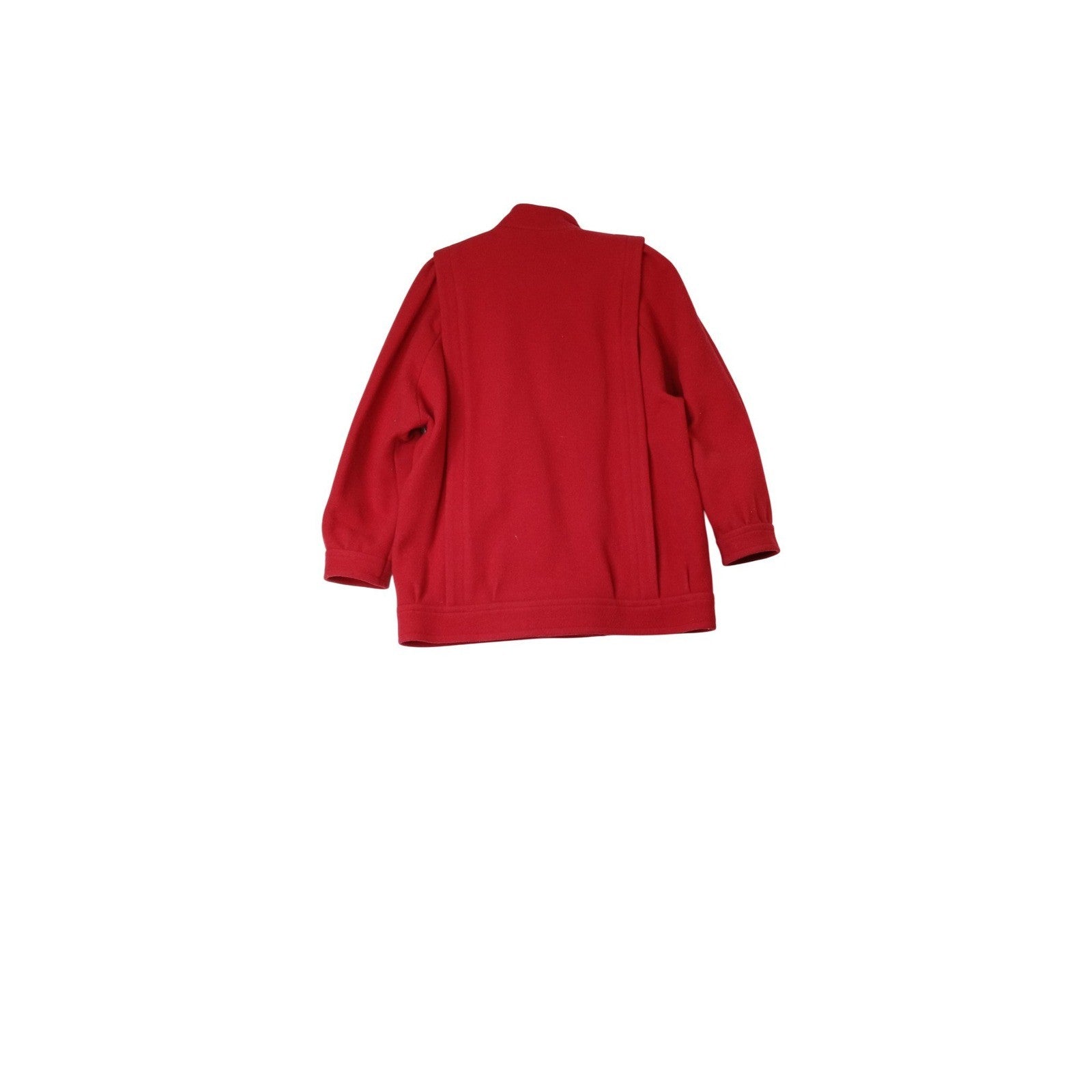 International Scene Red Wool Blend Jacket Button Front Pockets Made in Austria