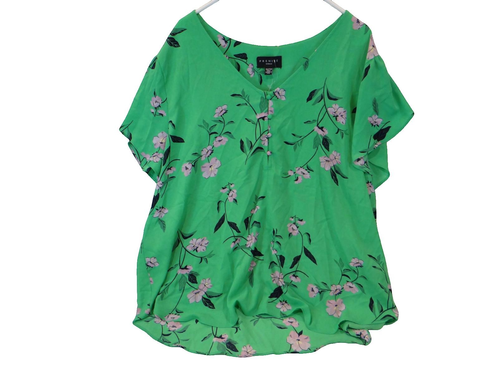 Premise Woman Green Floral Button-Up Blouse - NWT - 3X