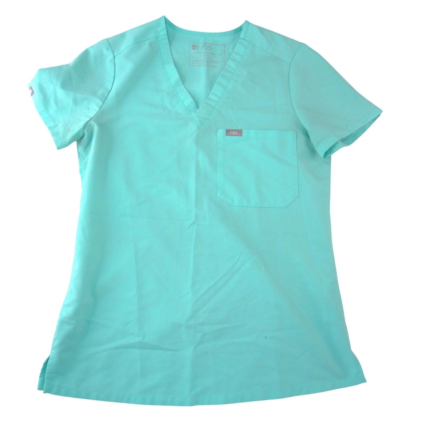 FIGS Technical Collection Women XS V-Neck Scrub Top Seafoam Green Short Sleeve