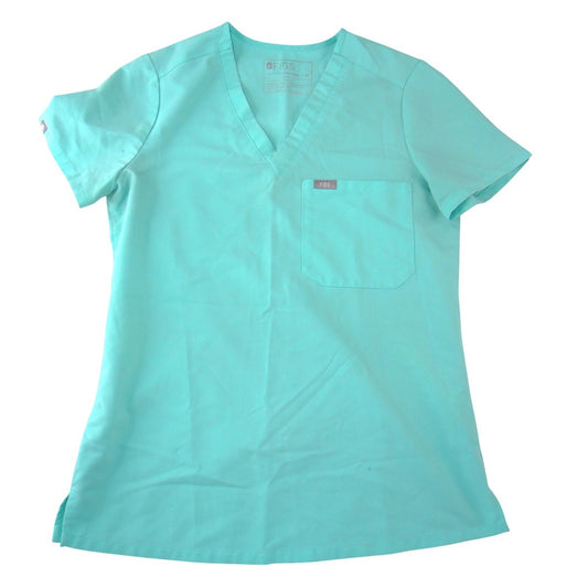 FIGS Technical Collection Women XS V-Neck Scrub Top Seafoam Green Short Sleeve