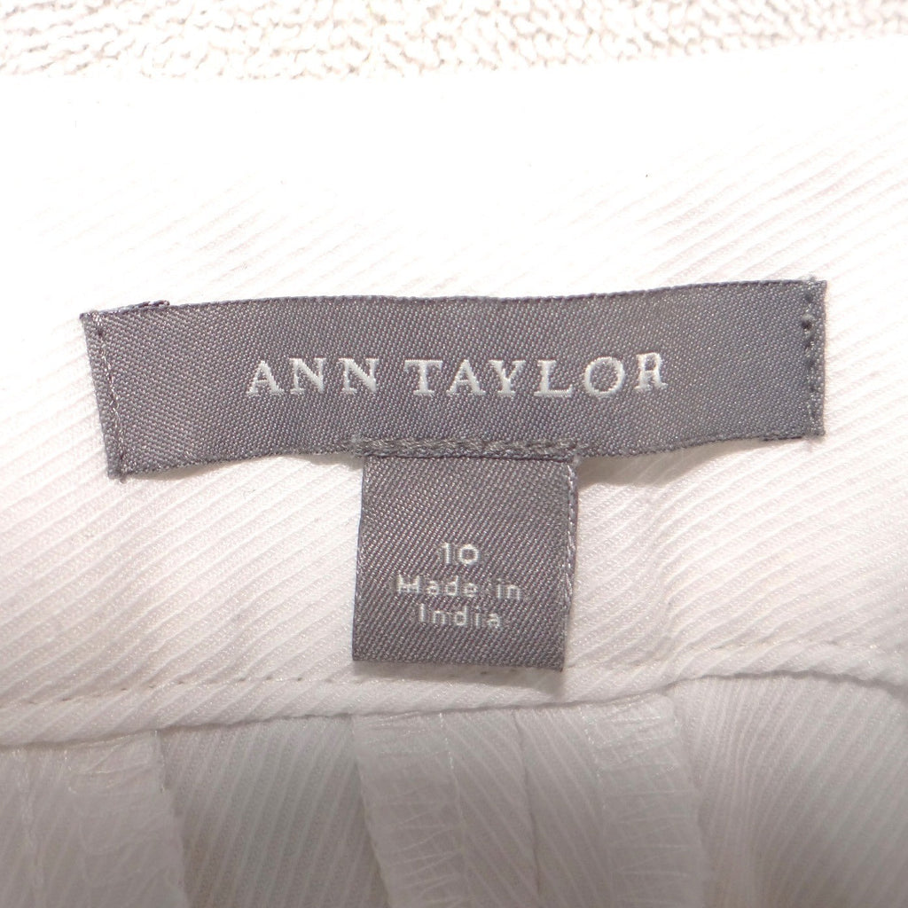Ann Taylor Womens White Wide Leg Twill Dress Pants Trousers Size 10