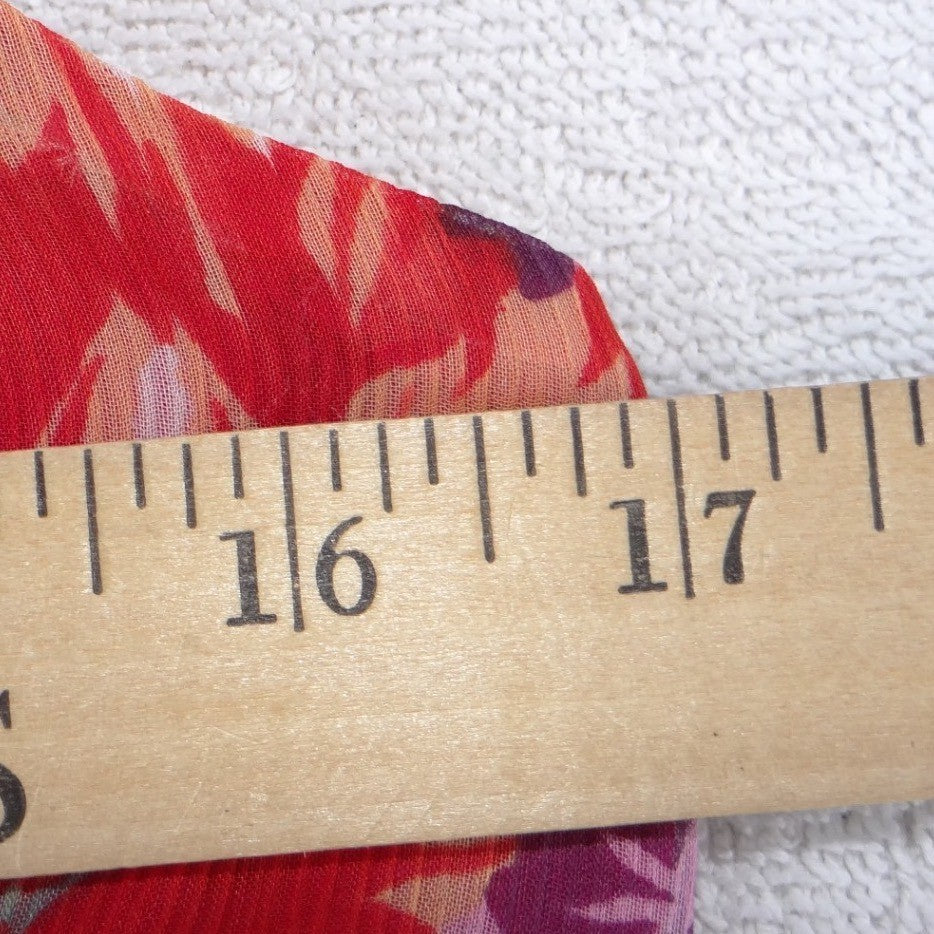 Alfani Womens Red Pink Purple Floral Ruffle Neck Chiffon Shift Dress Size 4