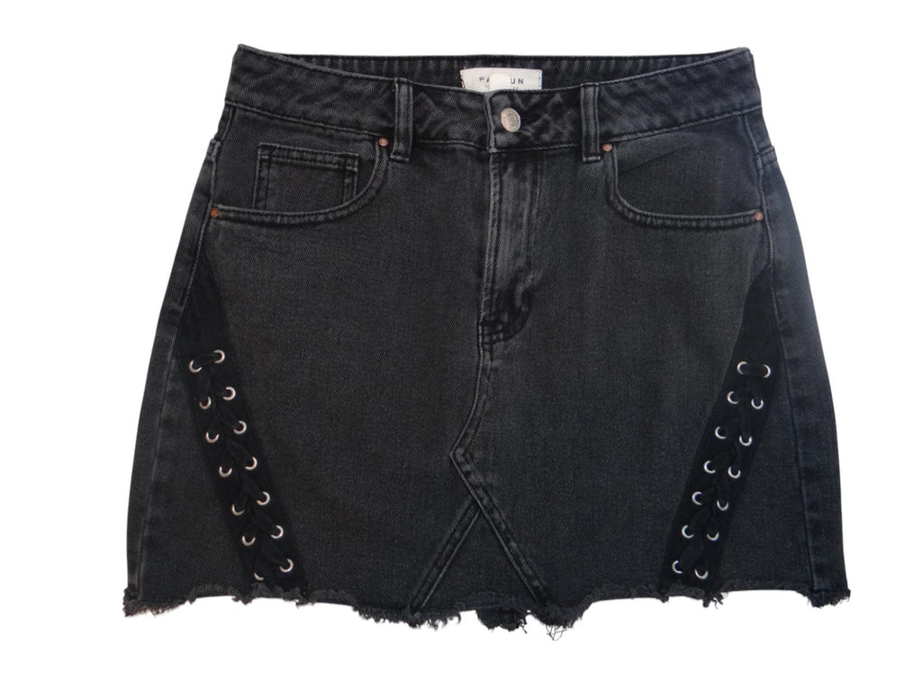 Pacsun Vintage Black Denim Skirt with Grommet Detail - Size 26