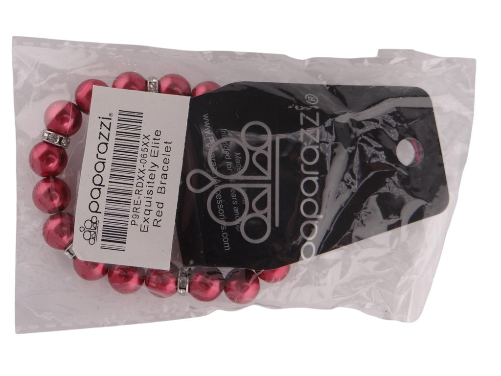 Paparazzi Red Beaded Bracelet with Silver Accents