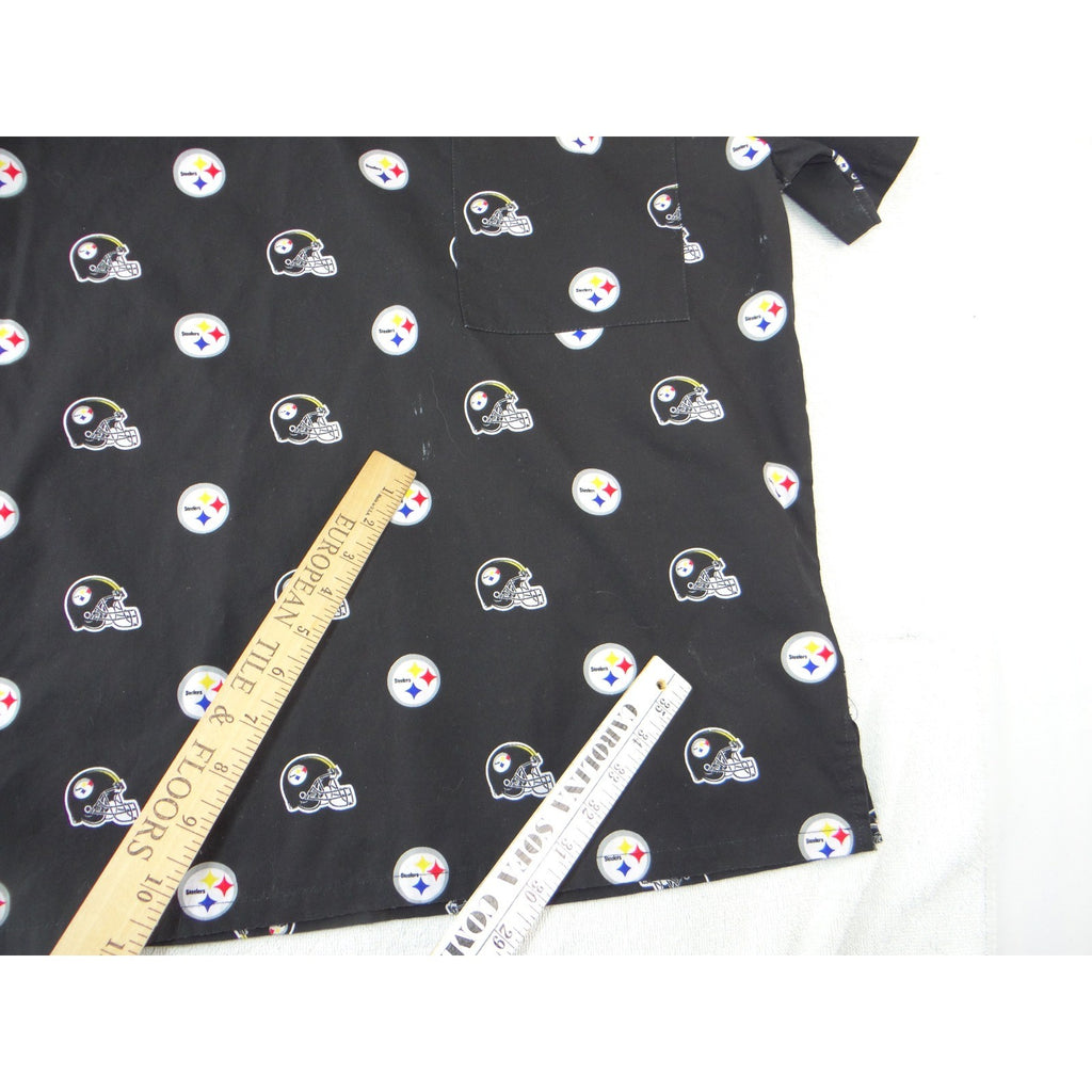 NFL Team Apparel Pittsburgh Steelers Scrub Top Womens Black V-Neck Logo Print L