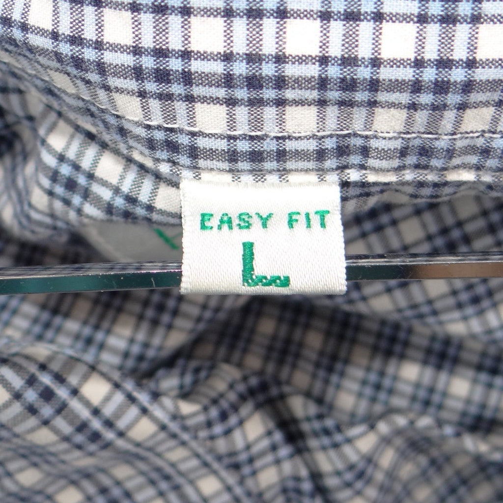 Pisanti Mens Short Sleeve Plaid Button Down Shirt Blue White Easy Fit Large