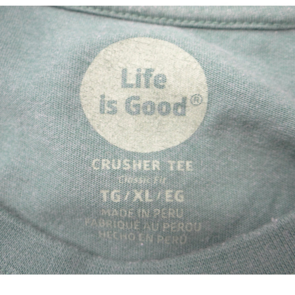 Life is Good Mens XL Green Gruntled Smiley Face Crusher Long Sleeve Graphic Tee