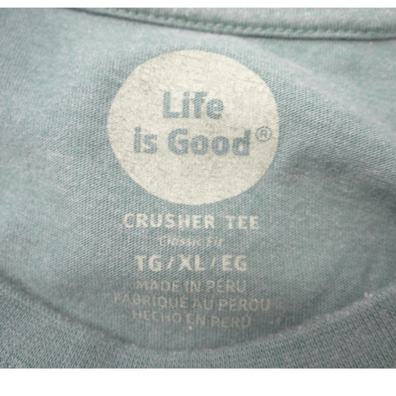 Life is Good Mens XL Green Gruntled Smiley Face Crusher Long Sleeve Graphic Tee